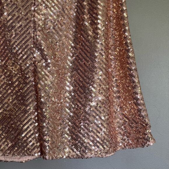 NWT MAJE Sequin Shorts In Metal Pink Size XS Rose Gold Flouncy Dress Shorts Chic - Picture 16 of 16